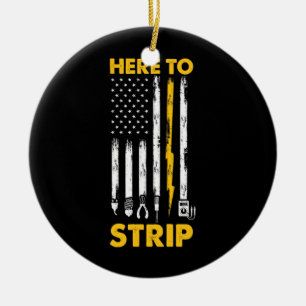 Herren Elektriker US-Flagge Hier zum Entkleiden Keramik Ornament