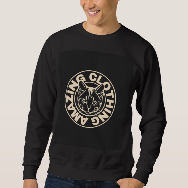 Herren-Grafiksweatshirt mit mutigem Katzenlogo, St Sweatshirt (Vorderseite)