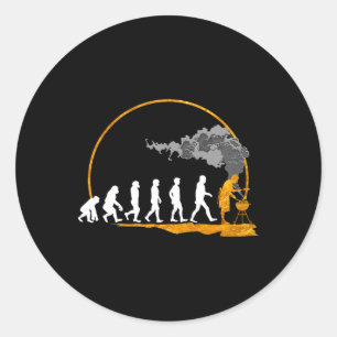 Herren-Grill-Geschenkdruck Evolution Des Grills Sm Runder Aufkleber