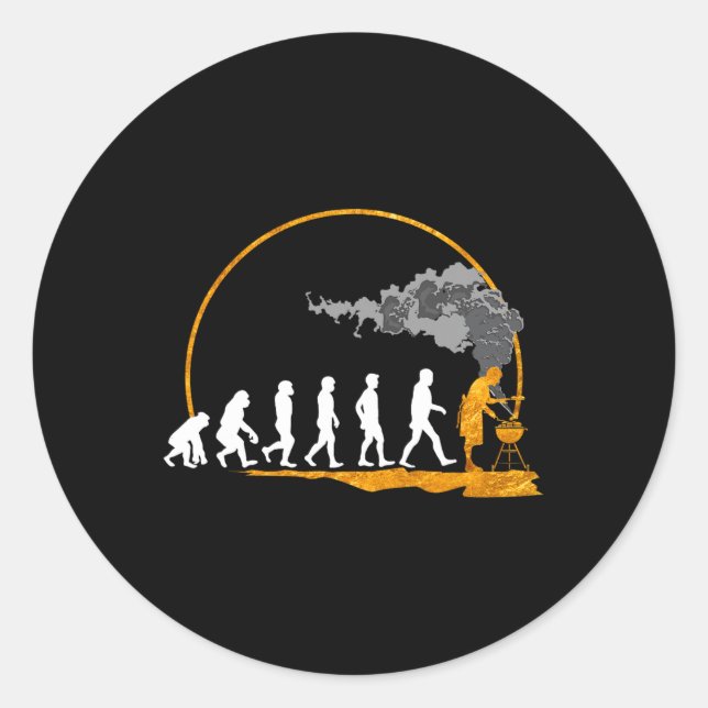 Herren-Grill-Geschenkdruck Evolution Des Grills Sm Runder Aufkleber (Vorderseite)