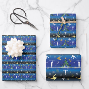 Herren Gymnastik Weihnachtsbaum Schneeflocke Geschenkpapier Set