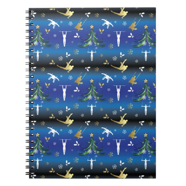 Herren Gymnastik Weihnachtsbaum Schneeflocke Notizblock (Vorderseite)