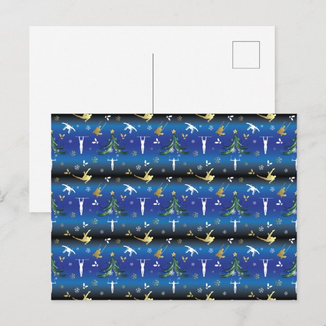 Herren Gymnastik Weihnachtsbaum Schneeflocke Postkarte (Vorne/Hinten)