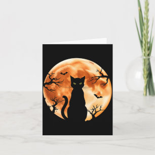 Herren Halloween Katze Mond Schwarze Katze Grusel Karte