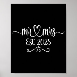Herren Herr und Frau est 2025 verheiratet Ehemann Poster