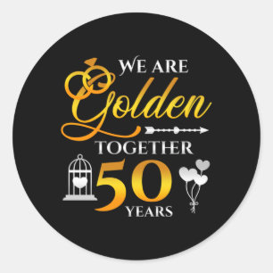 Herren Hochzeit Jubiläum 50 Jahre Zusammen Golden Runder Aufkleber