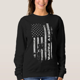 Herren-Hockey-Pappa-US-amerikanische-Flagge-Vatert Sweatshirt