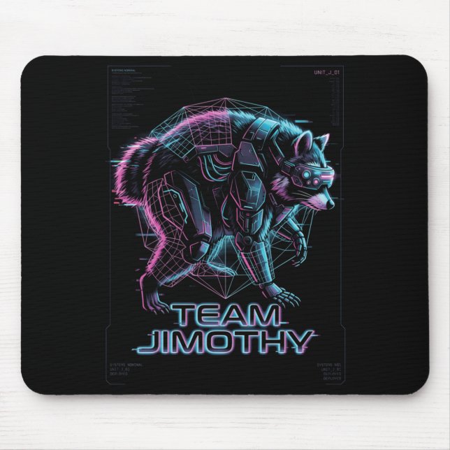 Herren Jimothy Waschbär Lustiger Müll Panda Team Mousepad (Vorne)