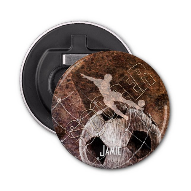 Herren Jungen Fußballspieler Kickball Flaschenöffner (Vorderseite)