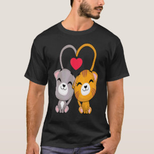 Herren Katze Herz Vatertag Süße Katze Vater Papa T-Shirt