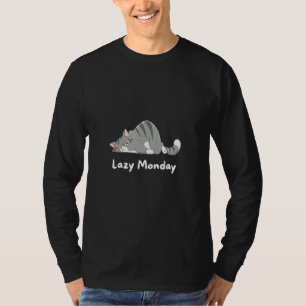 Herren Katzen Zitat Fauler Montag Coole Katze T-Shirt