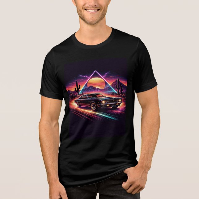 Herren Klassiker Auto Schwarz  Tri-Blend Shirt (Vorderseite)