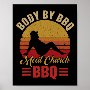 Herren Körper Von Bbq Vintage Fleisch Kirche Grill Poster