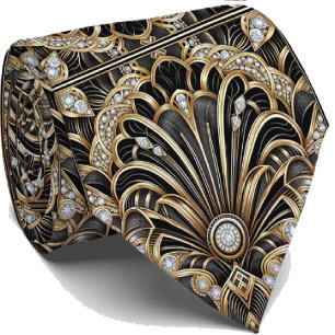 Herren Krawatte   Art Deco Faux Diamant Halsbinden
