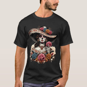 Herren La Catrina Bunter Totenkopf Mexikanischer T T-Shirt