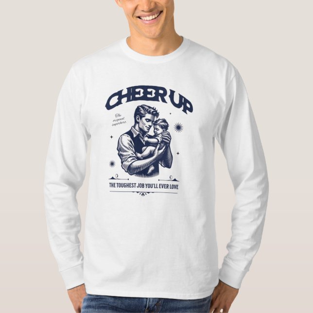 HERREN LANGARM T-SHIRT 'DADDY CHEER UP'  (Vorderseite)