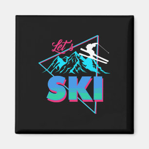 Herren Let's Ski Retro 80er Skiausrüstung Vintage Magnet