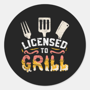 Herren lizenziert zum Grillen' Barbecue Bbq Koch G Runder Aufkleber