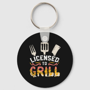 Herren lizenziert zum Grillen' Barbecue Bbq Koch P Schlüsselanhänger