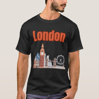 Herren London Skyline Big Font T-Shirt in Schwarz