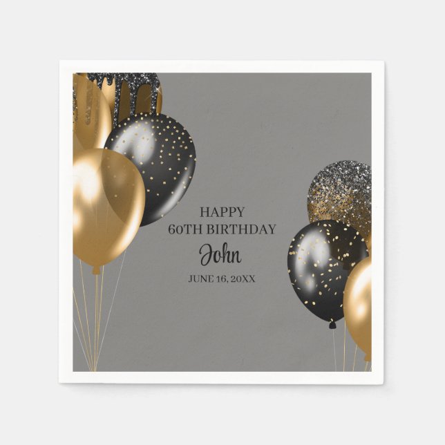 Herren Luftballons Geburtstag  Serviette (Vorderseite)