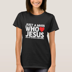 Herren Mann Jesus Deutscher Schäferhund Hund Haust T-Shirt