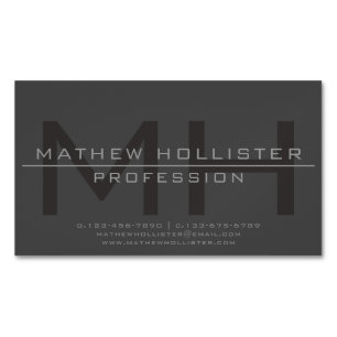 Herren-Monogramm, Grau Magnetische Visitenkarte
