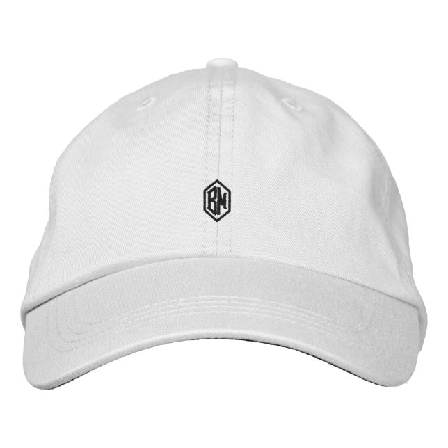 Herren-Monogramm Weiß  Bestickte Baseballkappe (Vorderseite)