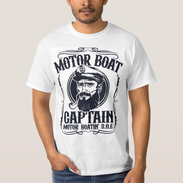 Herren Motorboot Kapitäns-Shirt T-Shirt (Vorderseite)