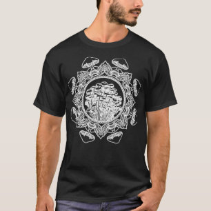 Herren Mushroom Mandala Psychedelic Tattoo Style T-Shirt