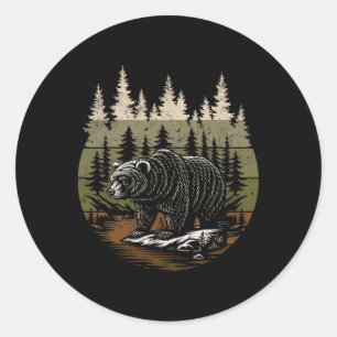 Herren Natur Grafik T-Shirts Bären Tierwelt Out Runder Aufkleber