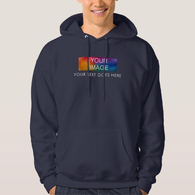 Herren-Navy-Blau zeigt den Text für Ihr Image-Logo Hoodie (Vorderseite)