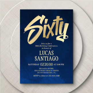 Herren Navy Gold 60. Geburtstag Einladung