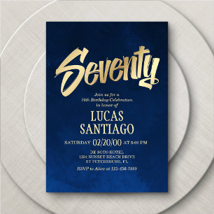 Herren Navy Gold 70. Geburtstag Einladung