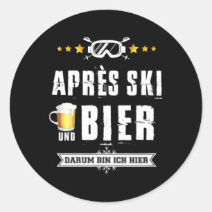 Herren Neuheit Après-Ski-Party-Bier-Shirt Skifahre Runder Aufkleber