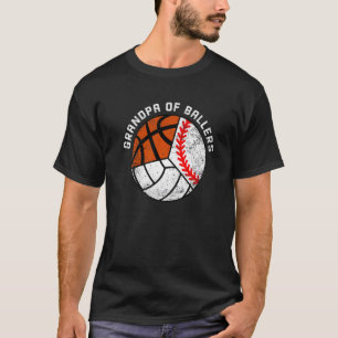 Herren Opa der Baller Baseball Volleyball Basket T-Shirt