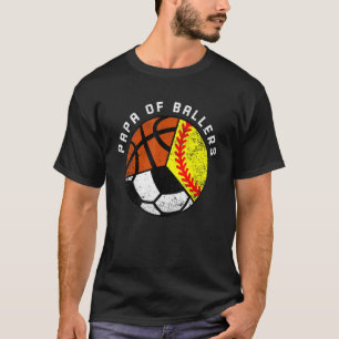 Herren Papa der Ballspieler   Softball Fußball Bas T-Shirt
