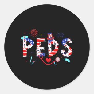 Herren Peds-Nurse 4. Juli Kinderkrankenschwester G Runder Aufkleber