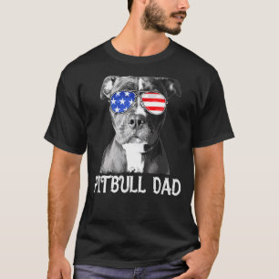 Herren Pitbull Vater Amerikanische Flagge Patrioti T-Shirt