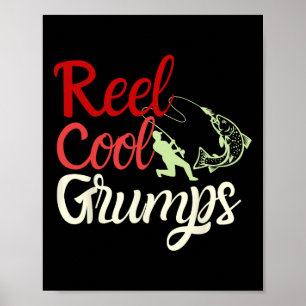Herren Reel Cool Grumps Vintage Lustig Angeln Vate Poster