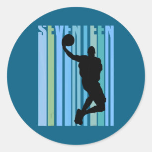 Herren Retro Basketball 17. Geburtstag Kinder Jung Runder Aufkleber