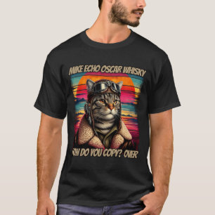Herren Retro-Katze Pilot Mike Echo O Whisky Meow T-Shirt