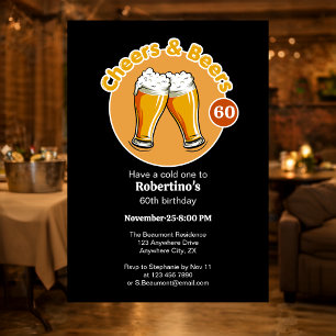 Herren Retro Prost & Bier Gläser 60. Geburtstag Einladung