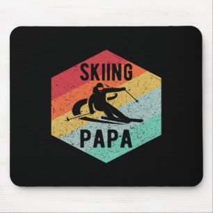 Herren Retro Skifahren Papa 70er Skifahrer Ski-Ges Mousepad