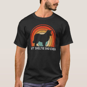 Herren Retro Stil Vintage Bester Sheltie Dad Ever  T-Shirt