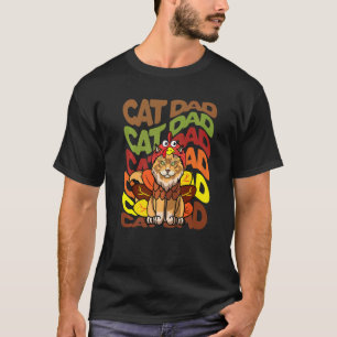 Herren Retro Vintage Thanksgiving Maine Coon Katze T-Shirt