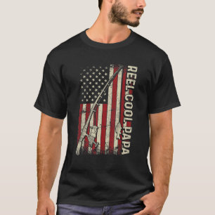 Herren Rolle Cool Papa Amerikanische Flagge Angelr T-Shirt