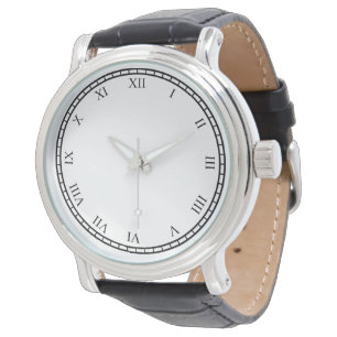 Herren Römische Zahlen Schwarz Vintage Lederuhr Armbanduhr