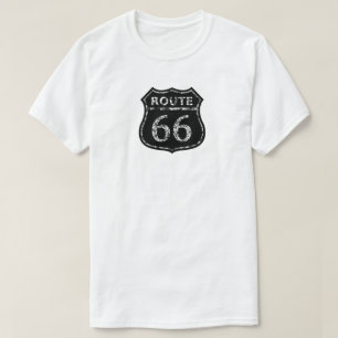 Herren ROUTE 66 BLACK GRUNGE SIGN Ringer T-Shirt