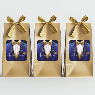 Herren Royal Blau Gold Geburtstagsfeier Quadratischer Aufkleber